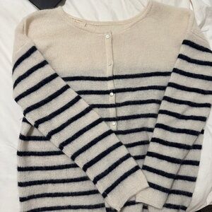 Sezane Gaspard Cardigan Ecru / Marine. - Size M